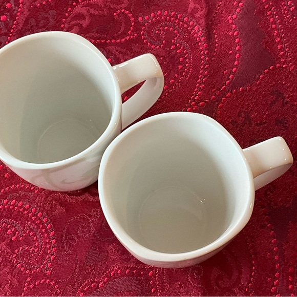 CORELLE Coordinates Porcelain Mugs (2) Green Flowers Swirls Squarish White - Picture 5 of 7